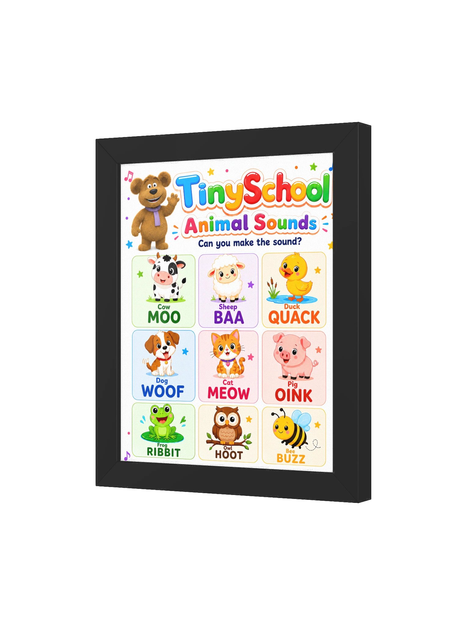 TinySchool Animal Sounds — Framed Kids' Learning Poster product image (27)