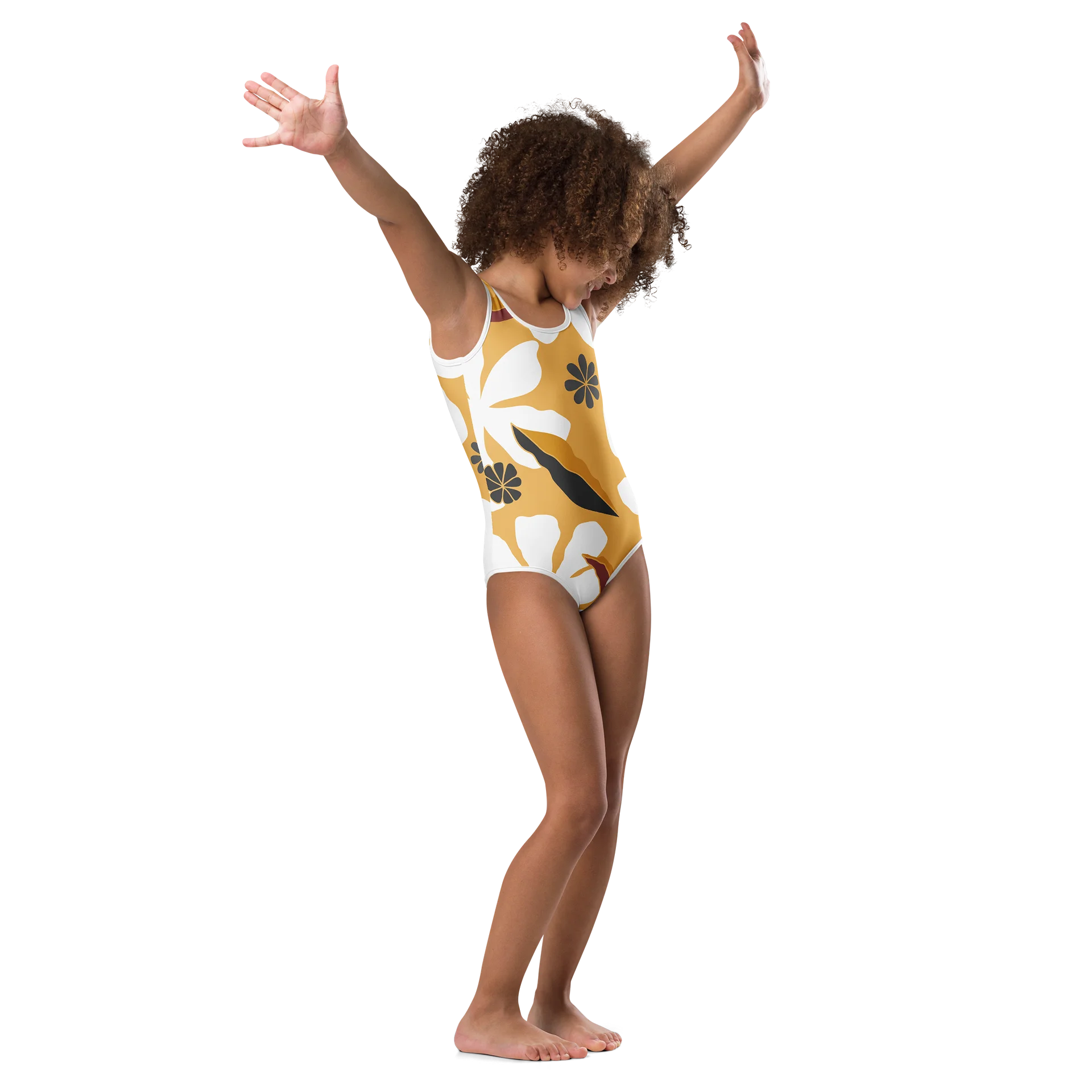 Elegant Floral All-Over Print Kids Swimsuit product image (3)
