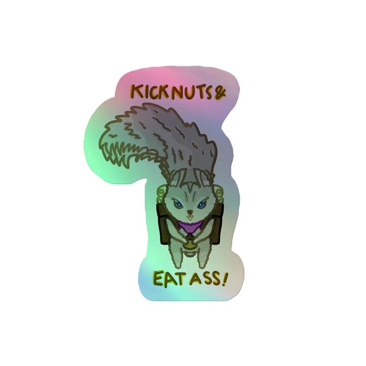 Tippy-Toe: KICK NUTS & EAT ~~~! Holographic Sticker Sheet product image (2)