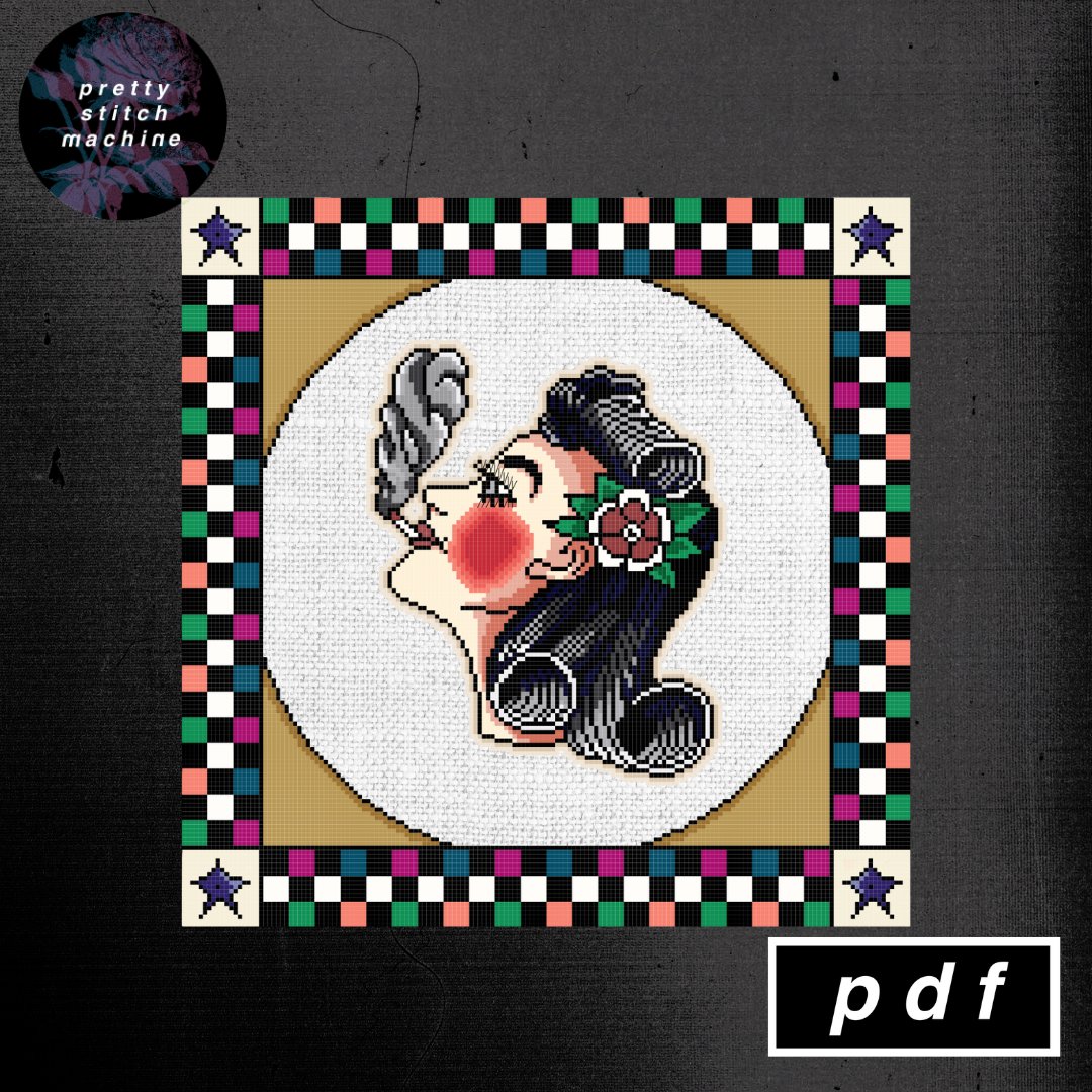 Bert Grimm Smoking Lady Head with Folk Art Frame Pattern product image (2)