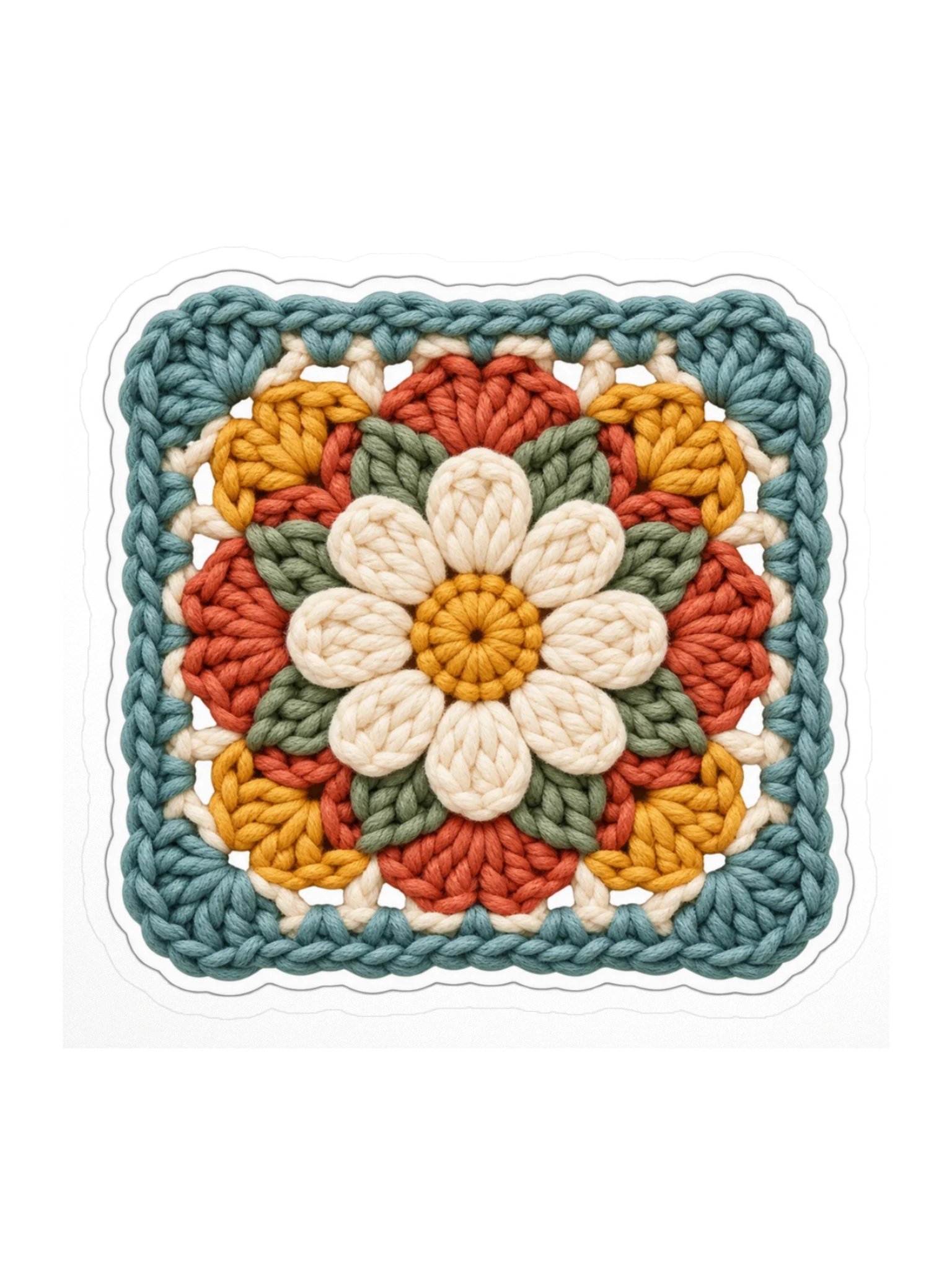 Floral Granny Square Sticker | Retro Crochet Water Bottle Decal product image (1)