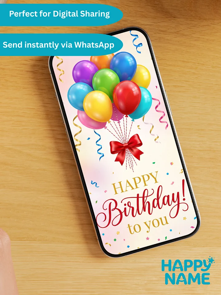 Animated Balloons Happy Birthday Video Greeting, Colorful Birthday Video with Music, 9:16 Mobile Smartphone Birthday Wish product image (1)