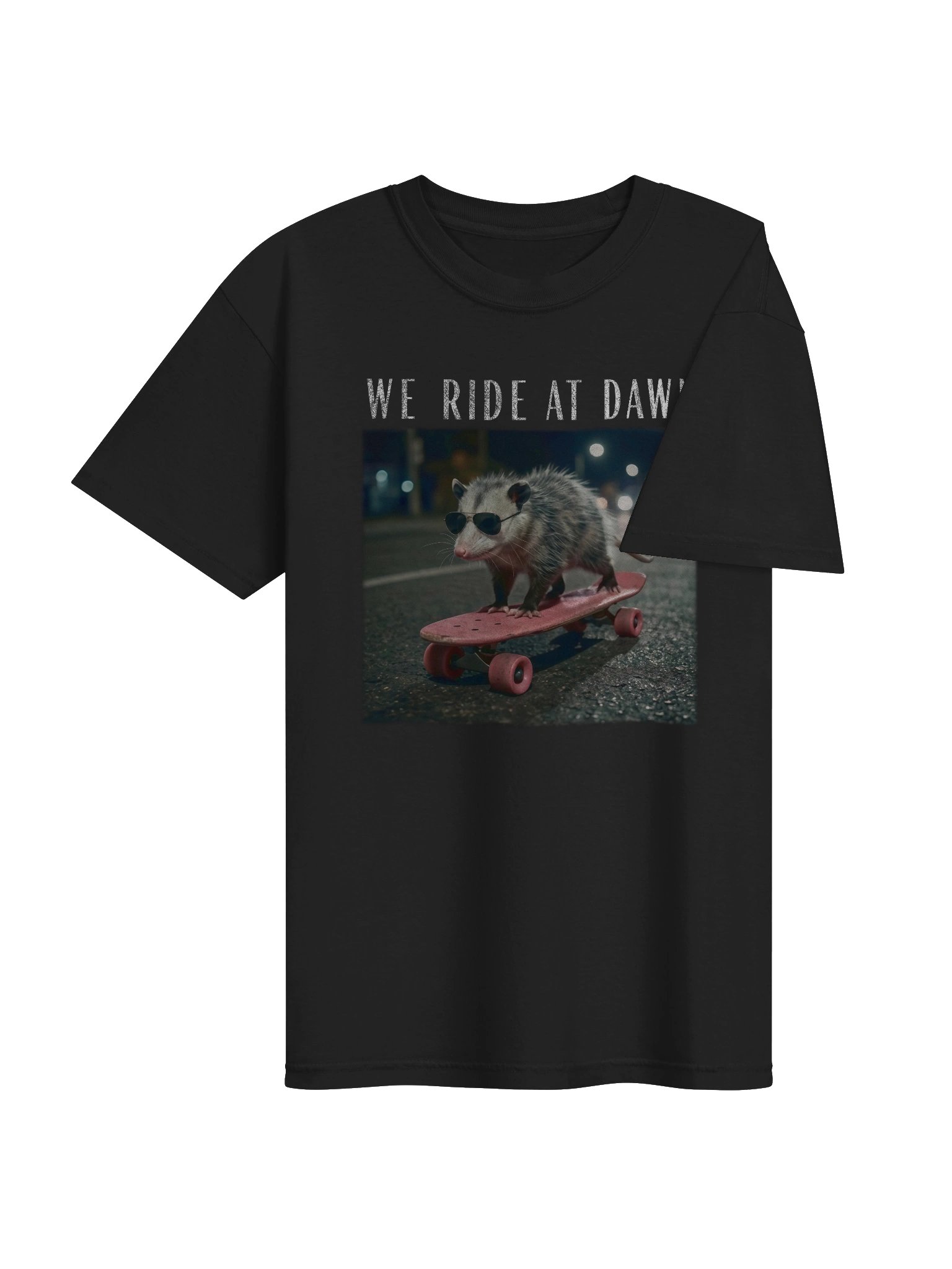 We Ride At Dawn Opossum Skateboard Shirt - Funny Possum Meme Comfort Colors Tee product image (8)