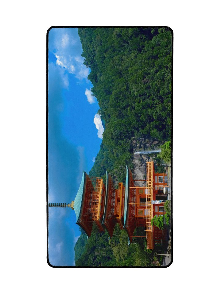 Pagoda Waterfall Sanctuary Desk Mat (15.5