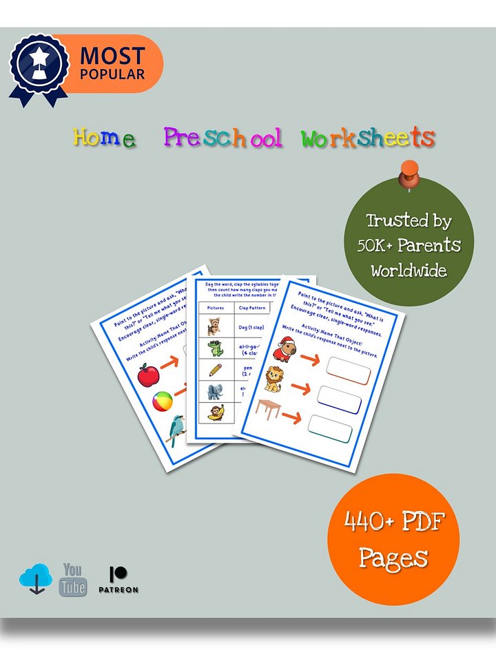 Speech & Language Activity Bundle: Printable Worksheets for Toddlers and Speech-Delayed Kids product image (1)