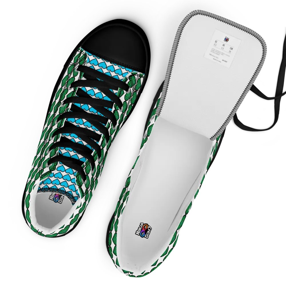 Ninja Teal Heart Women's High Top Canvas Shoes product image (6)