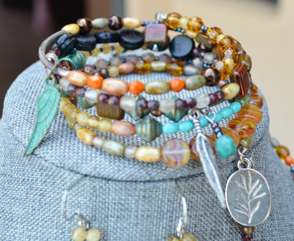 Earthy Bohemian Handmade Jewelry Set Bracelet Earrings and Necklace product image (6)