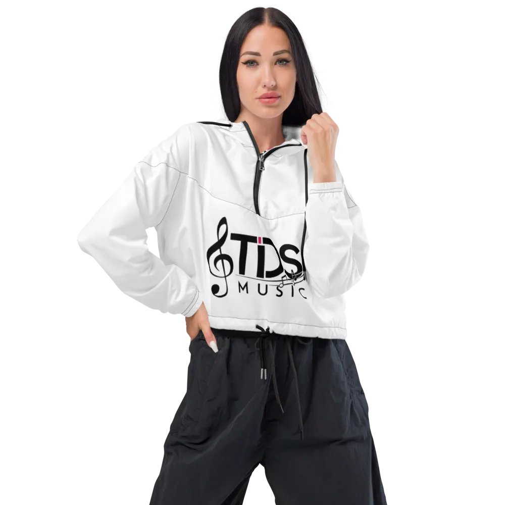 TDS Music Women's White Cropped Windbreaker Jacket - Lightweight & Water-Resistant | XS–2XL product image (4)