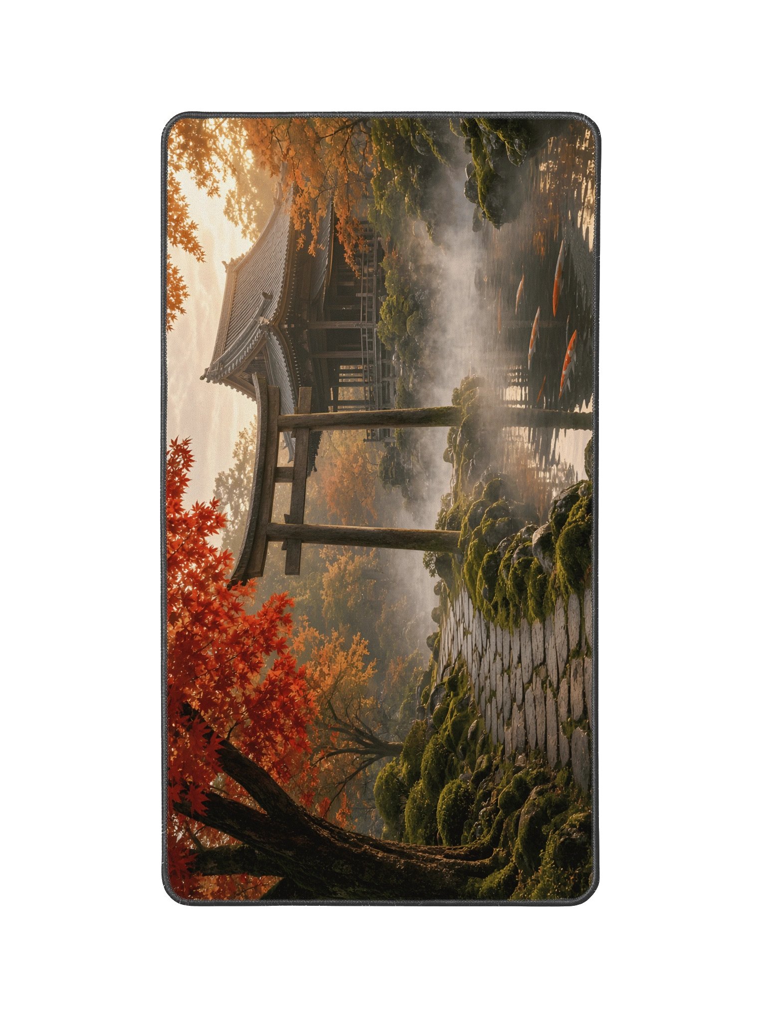 Japanese Torii Gate Autumn Garden Desk Mat 12" x 22" | Aesthetic Asian Landscape Mouse Pad product image (1)