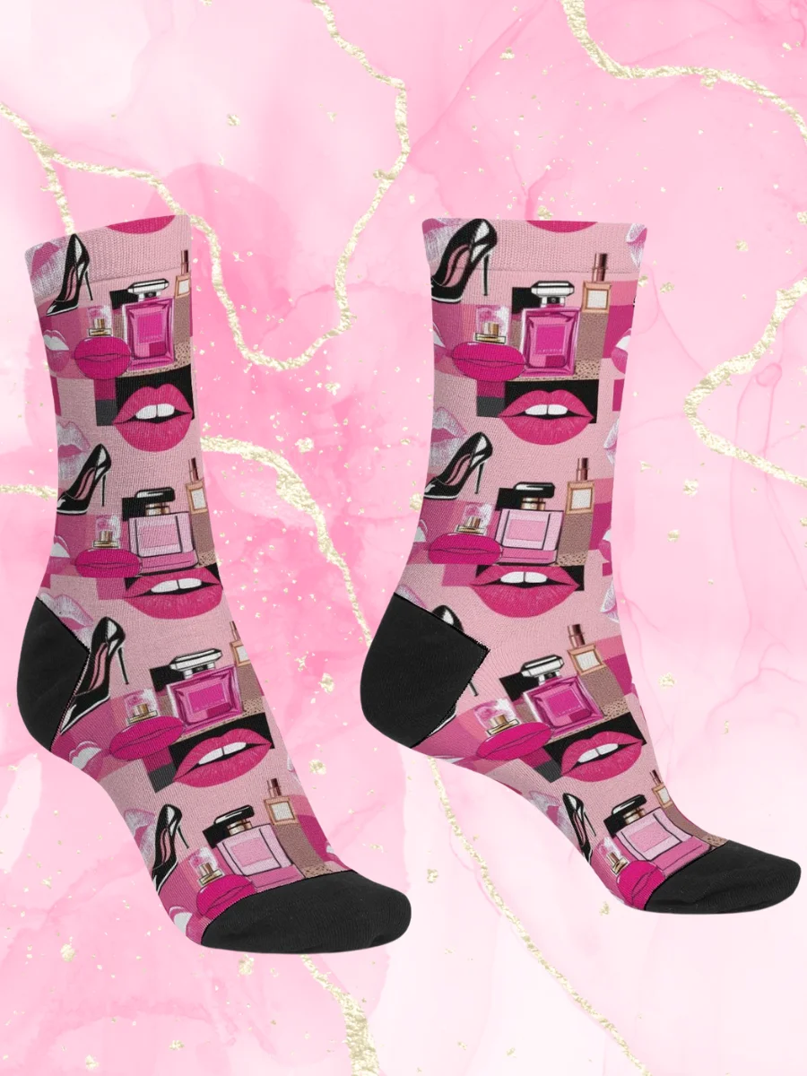 Chic Couture Pink & Black Crew Socks product image (2)