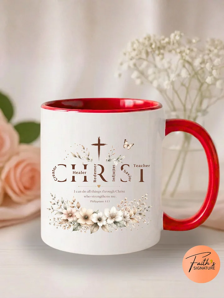 "All Things Through Christ" Floral Accent Mug product image (1)
