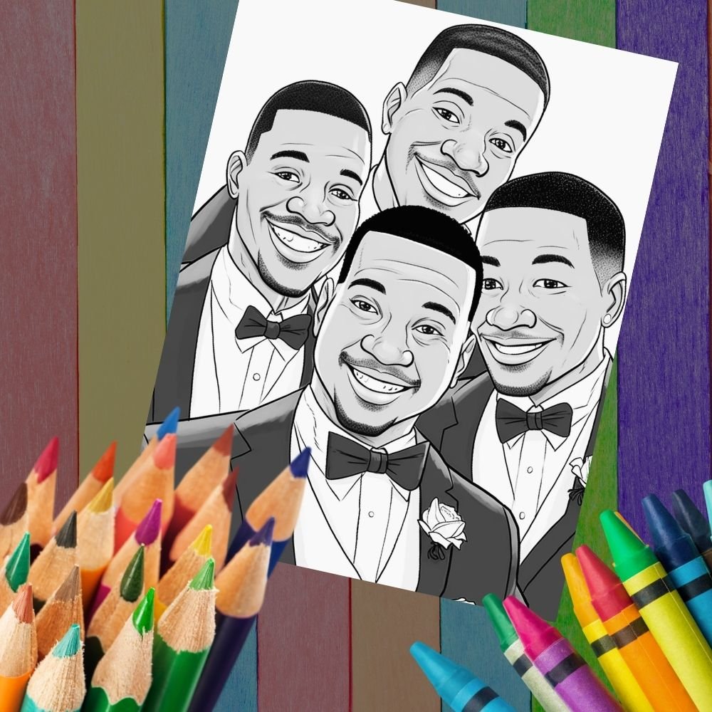Black Wedding Large Print Coloring Book Pages - Instant Digital Download product image (4)