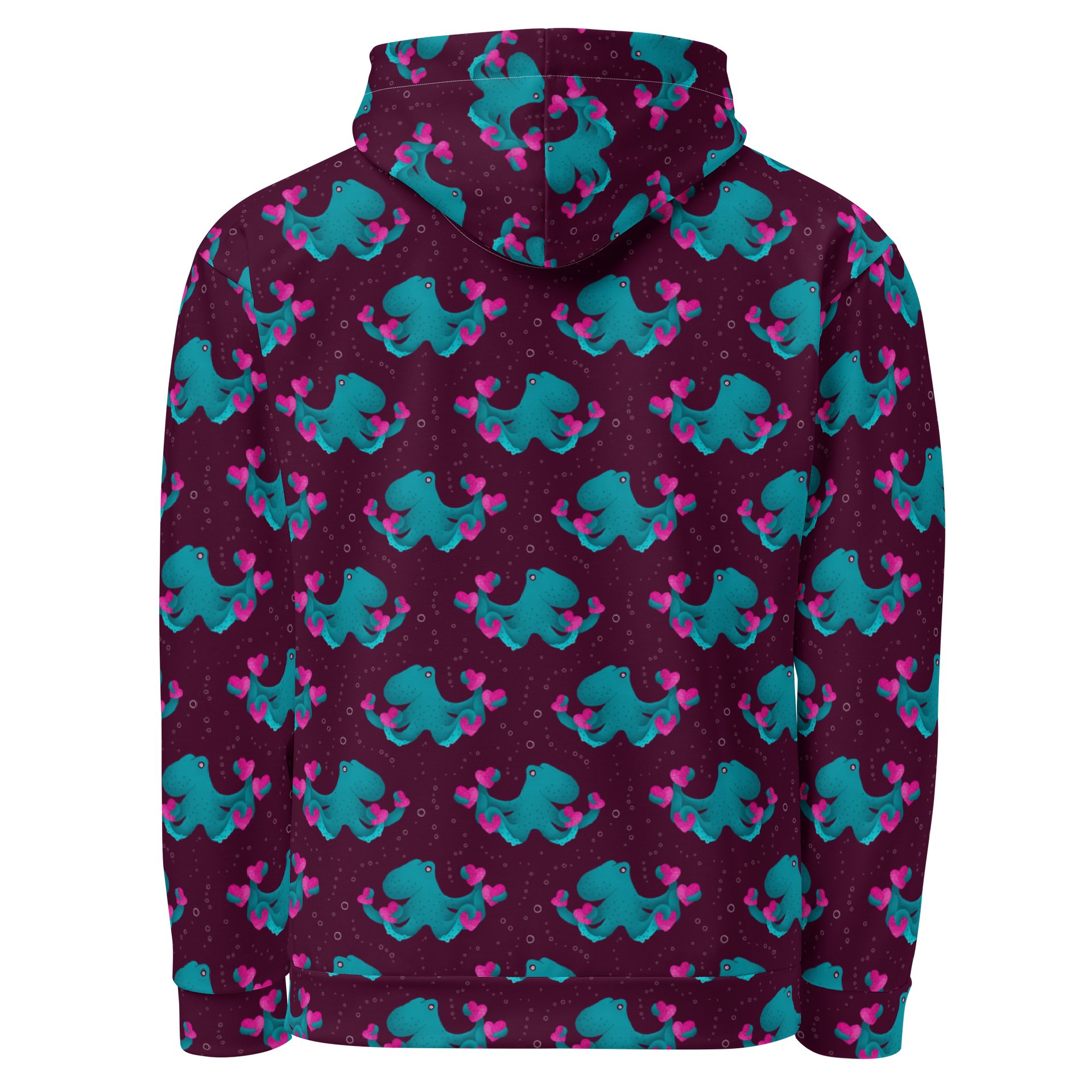 Octopus and Hearts Unisex Cotton Hoodie product image (2)