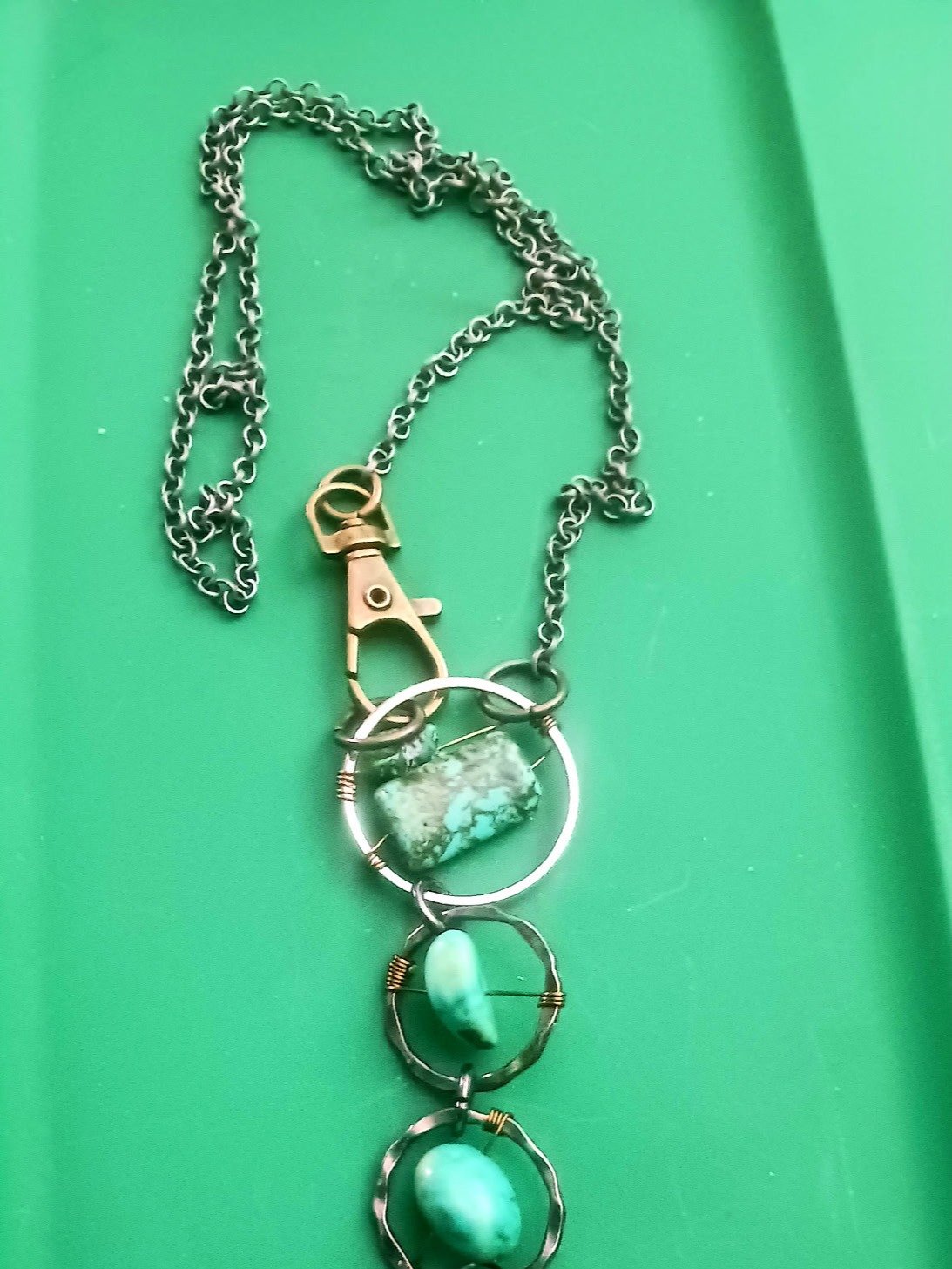 Turquoise Pendant Necklace - Handmade Artisan Statement Jewelry product image (2)