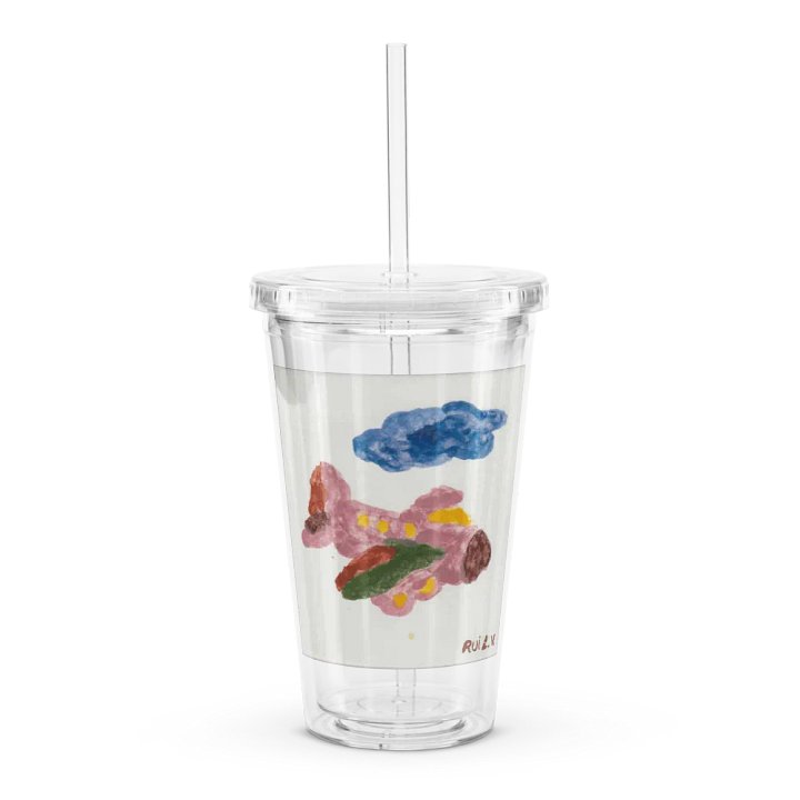 Kid Airplane (Double Wall Clear Plastic Tumbler 16 oz) product image (1)