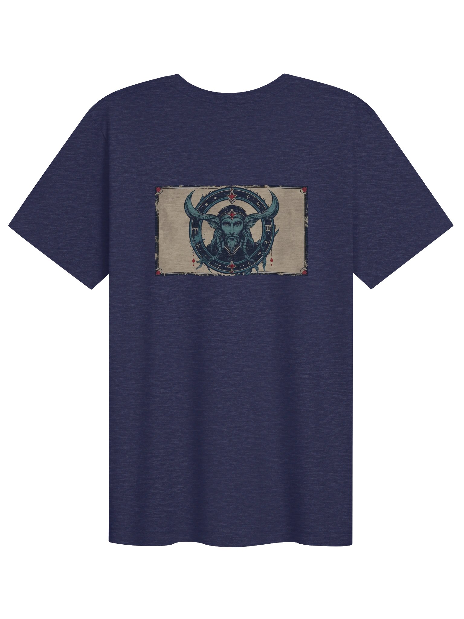 Capricorn - Gothic Zodiac T-Shirt. Blue graphic on the back product image (1)