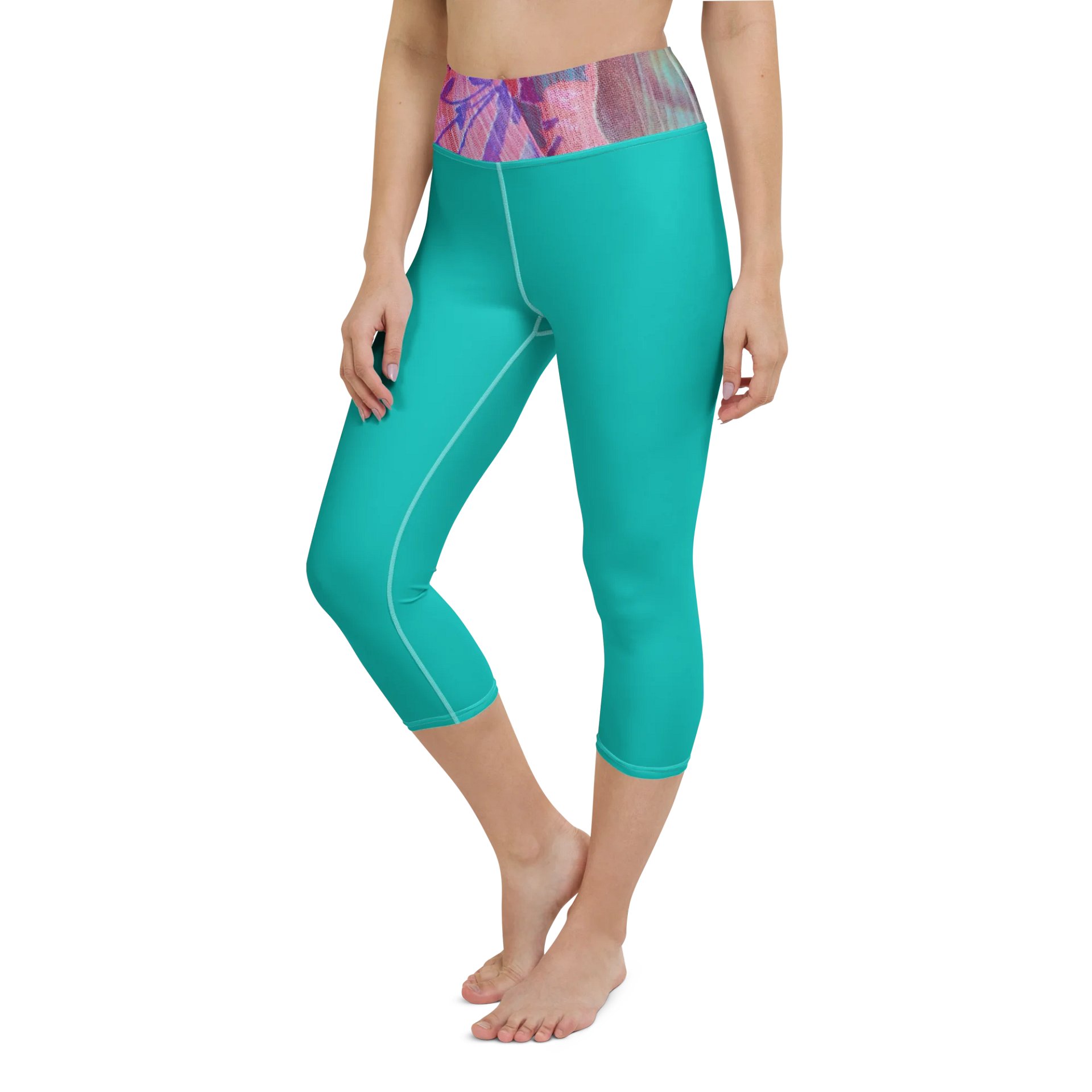 Paradise Breeze Iris Blue Yoga Capri Leggings product image (6)