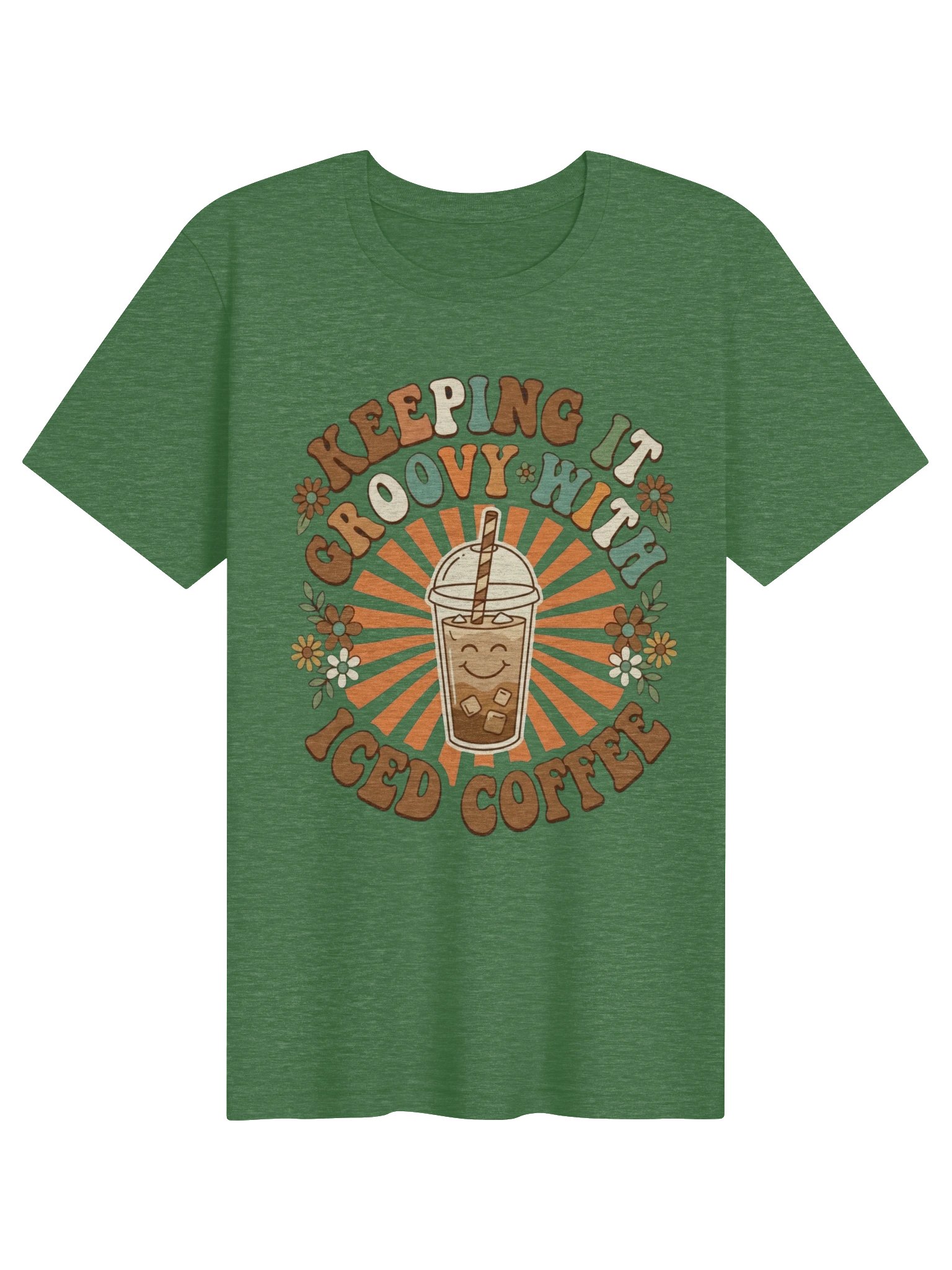 Keeping It Groovy With Iced Coffee T-Shirt - Vintage Retro Coffee Lover Graphic Tee product image (51)