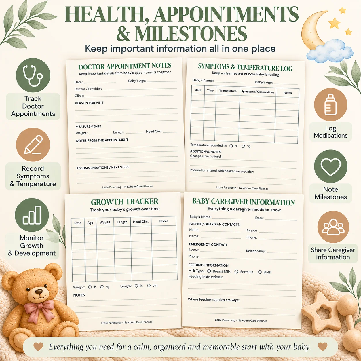 Newborn Care Planner & Baby Tracker Printable | First 12 Weeks product image (5)