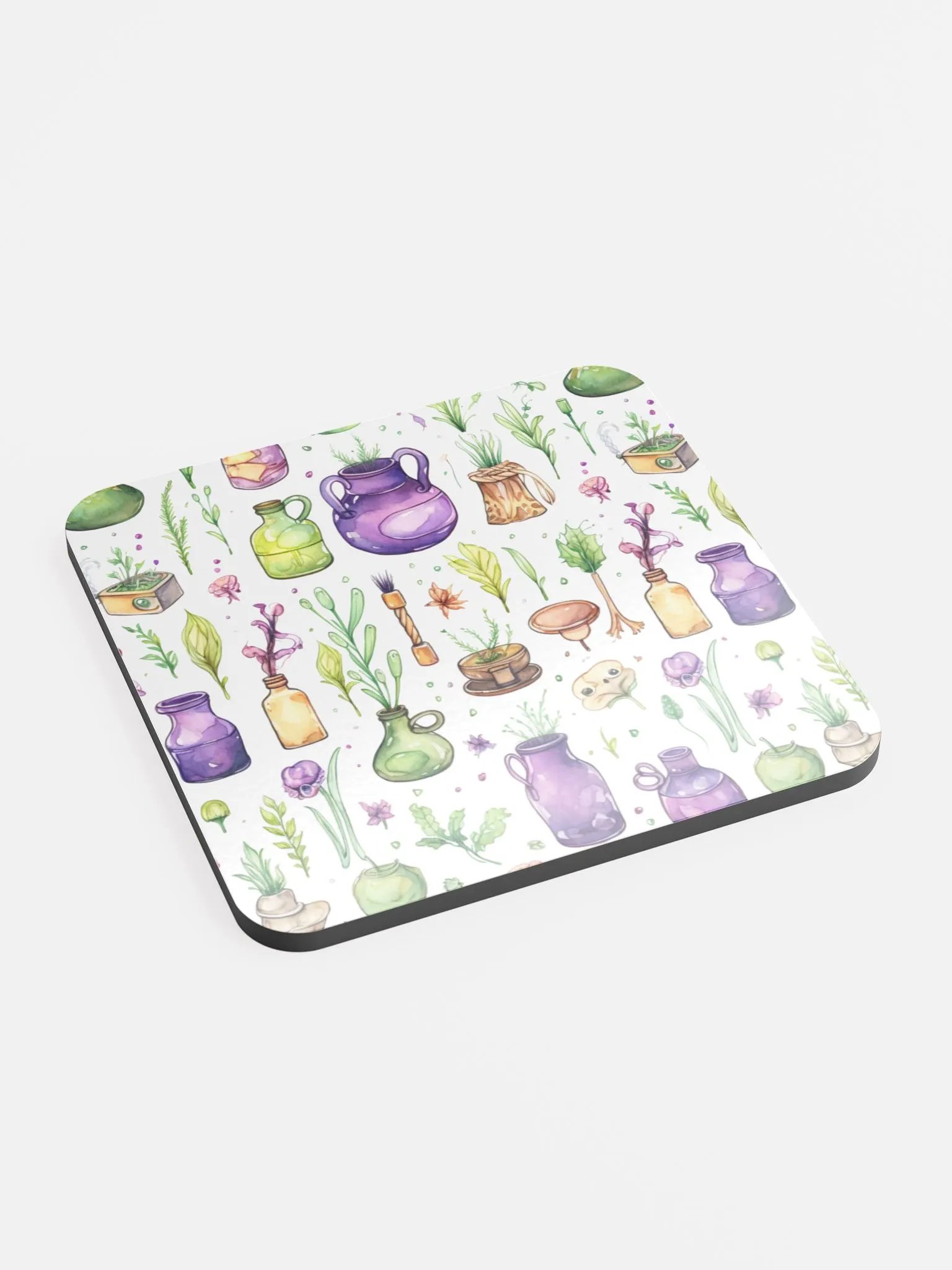 Glossed Cork Coaster 🟩 🔶 🟪 Fascinating Watercolor Pattern - Motif 3 product image (2)