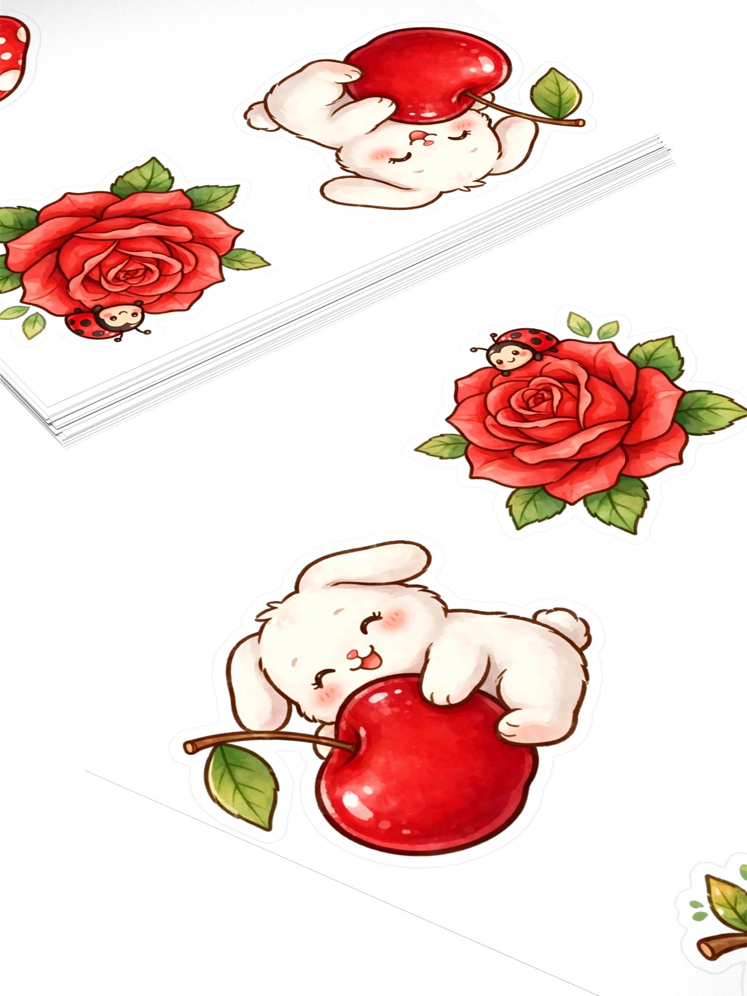 Cute Cartoon Apple & Mushroom Kiss Cut Stickers product image (1)
