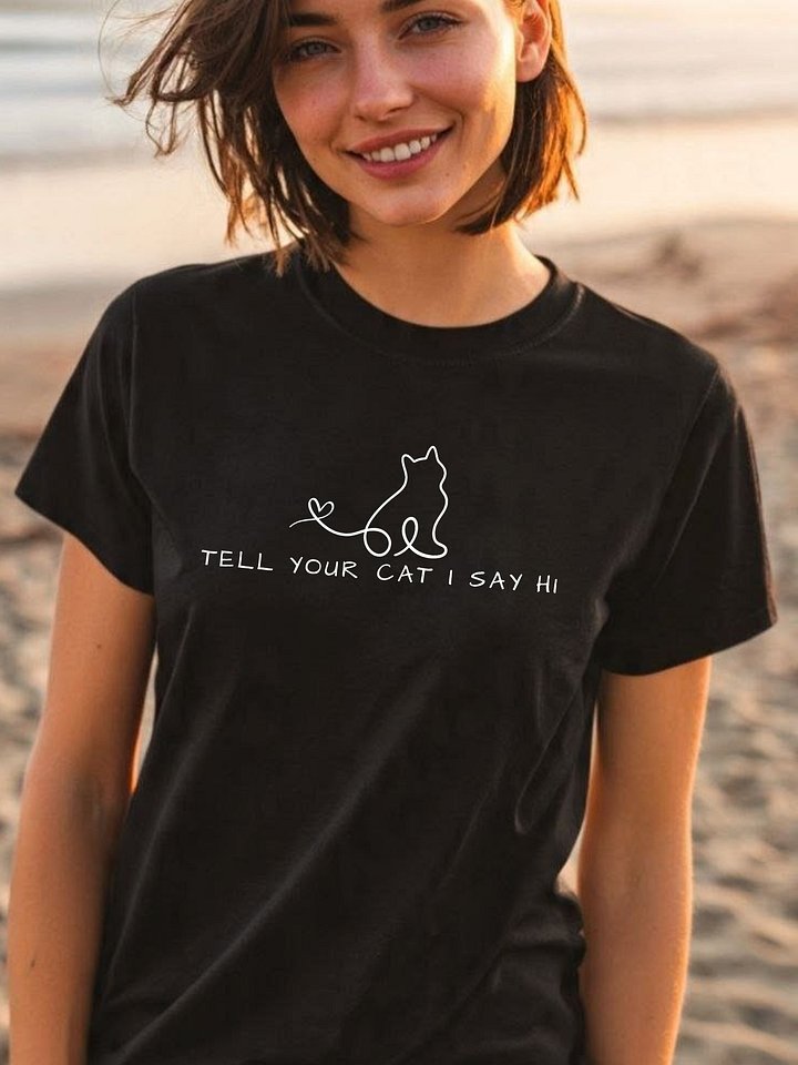 Tell Your Cat I Say Hi — Minimal Line Cat Tee product image (7)