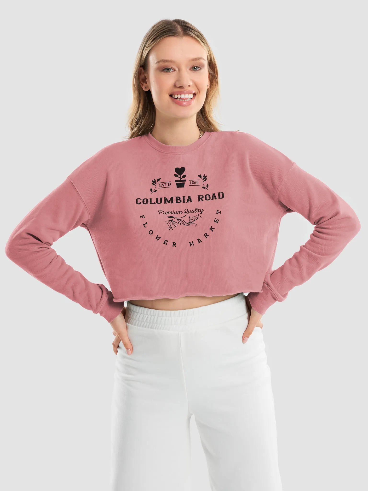 Columbia Road Market Midweight Fleece Crop Sweatshirt (Mauve) product image (9)