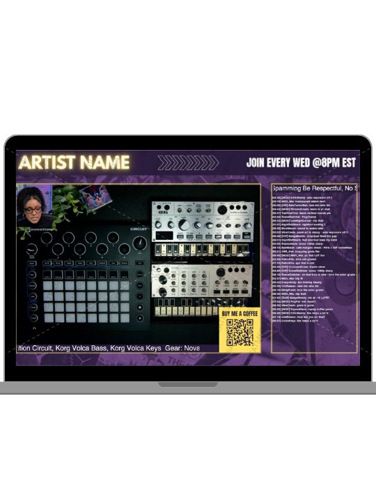 Free Canva Music Stream Overlay Template for Music Creators (Horizontal + Vertical for OBS Studio) product image (1)