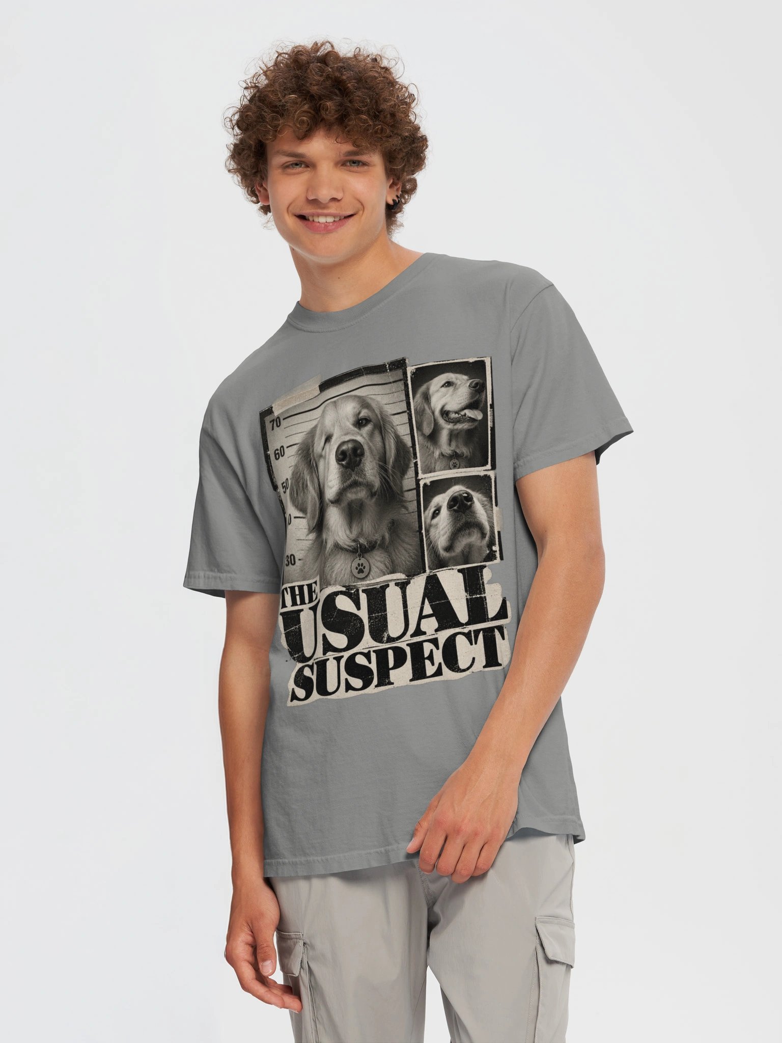 Funny Golden Retriever T-Shirt | The Usual Suspect Dog Shirt | Vintage Mugshot Dog Graphic Tee | Dog Lover Shirt product image (3)