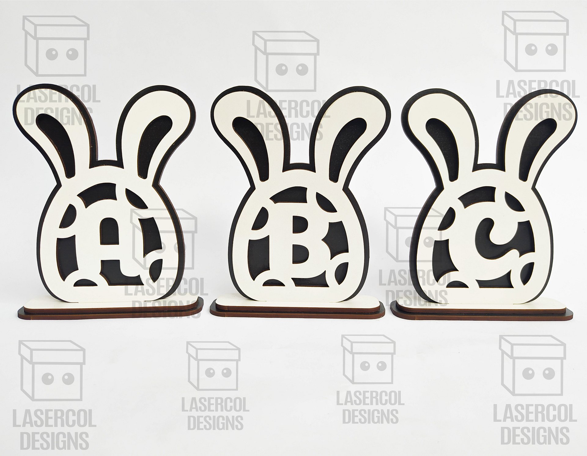 Easter Bunny Monogram Set 4 (3 Sizes) - Laser Cut Files product image (5)