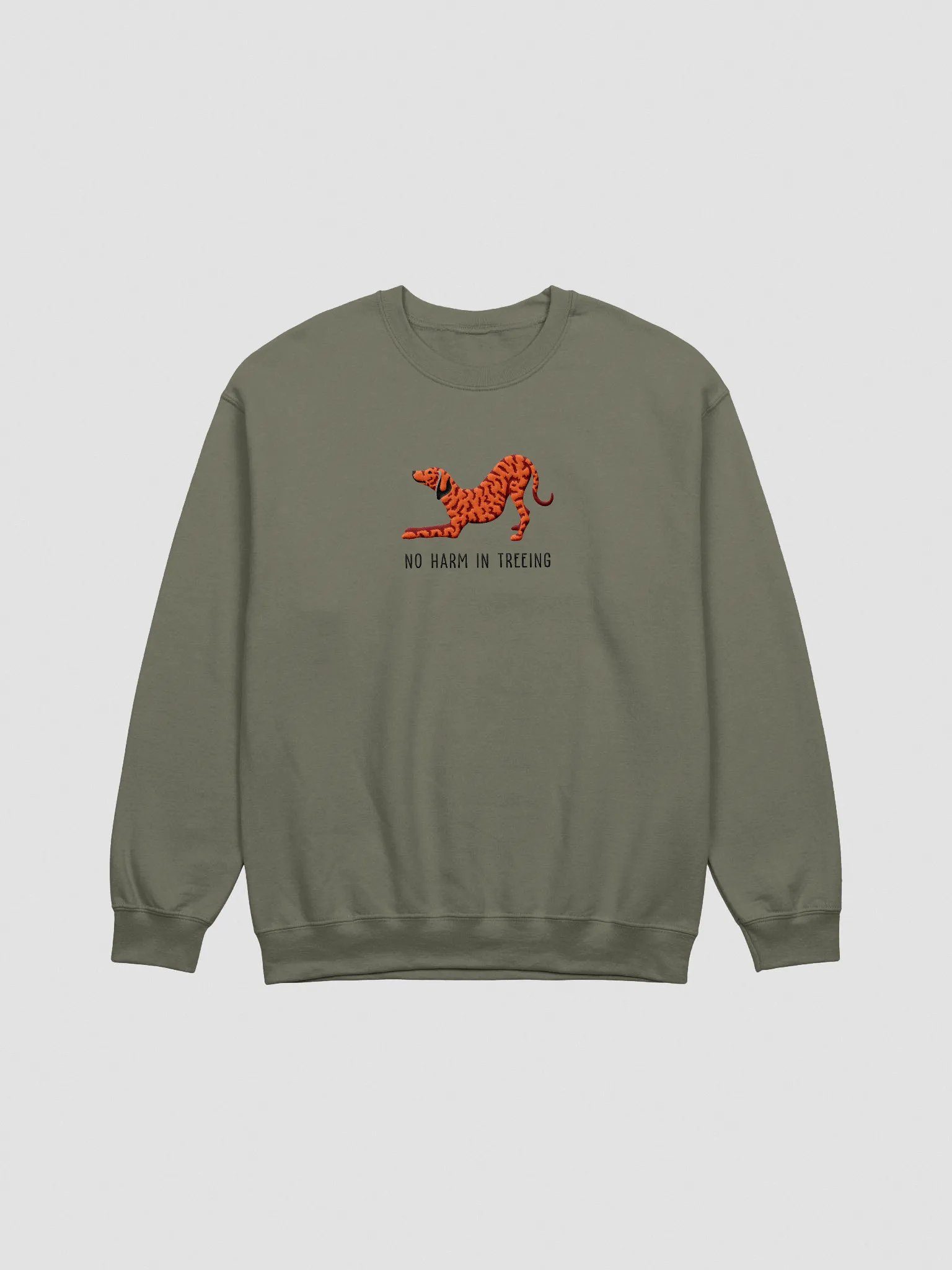 No Harm in Treeing Sweatshirt (Embroidered) of a Plott Hound(Red Brindle) product image (3)