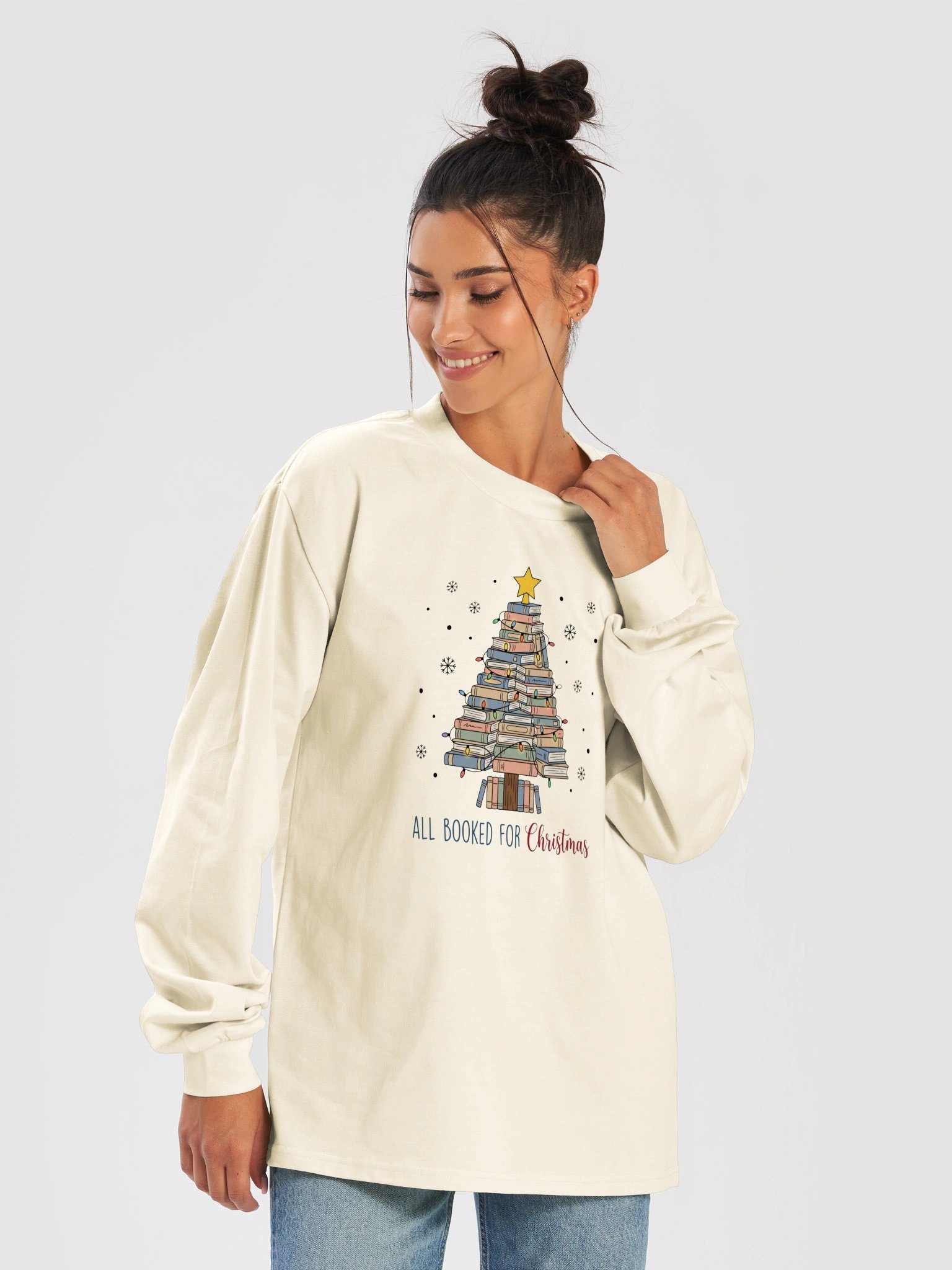 "All Booked for Christmas" Book Tree Sweatshirt product image (7)