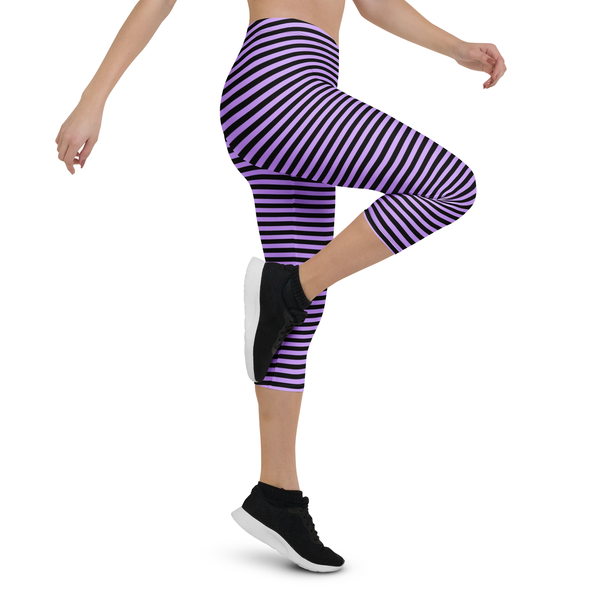 Blaque and Purple Stripped Capri product image (5)
