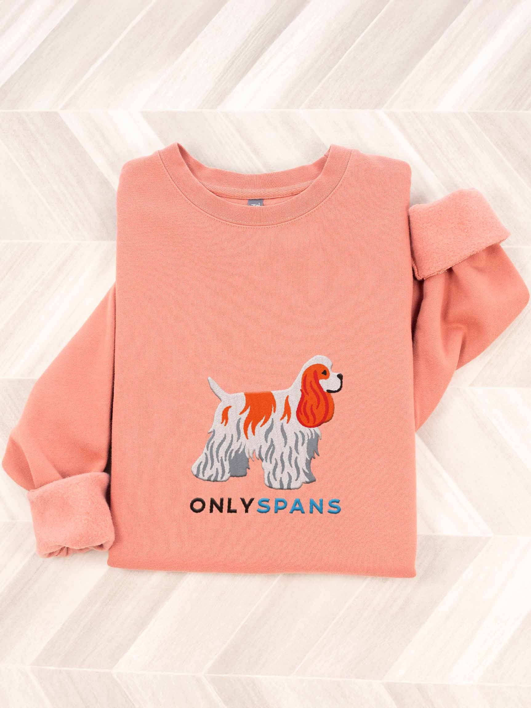 Only Spans Sweatshirt (Embroidered) of an American Cocker Spaniel(Parti Red and White) product image (1)