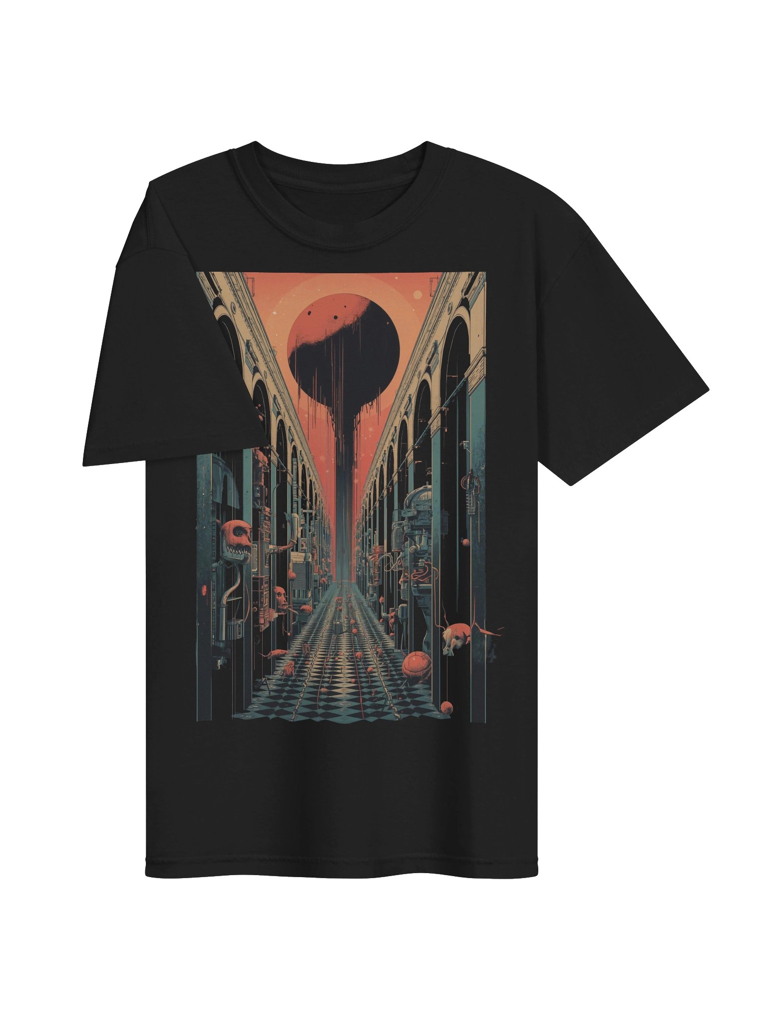 Eclipse Corridor Surreal Sci‑Fi Heavyweight T-Shirt product image (6)