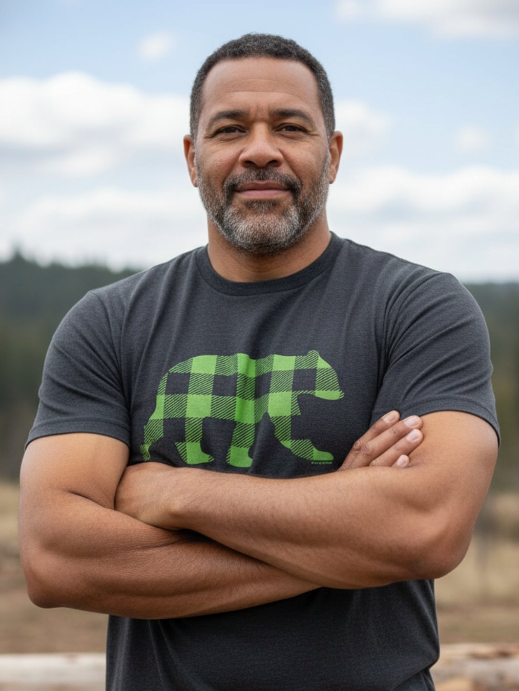 Green Buffalo Check Bear T-Shirt product image (2)