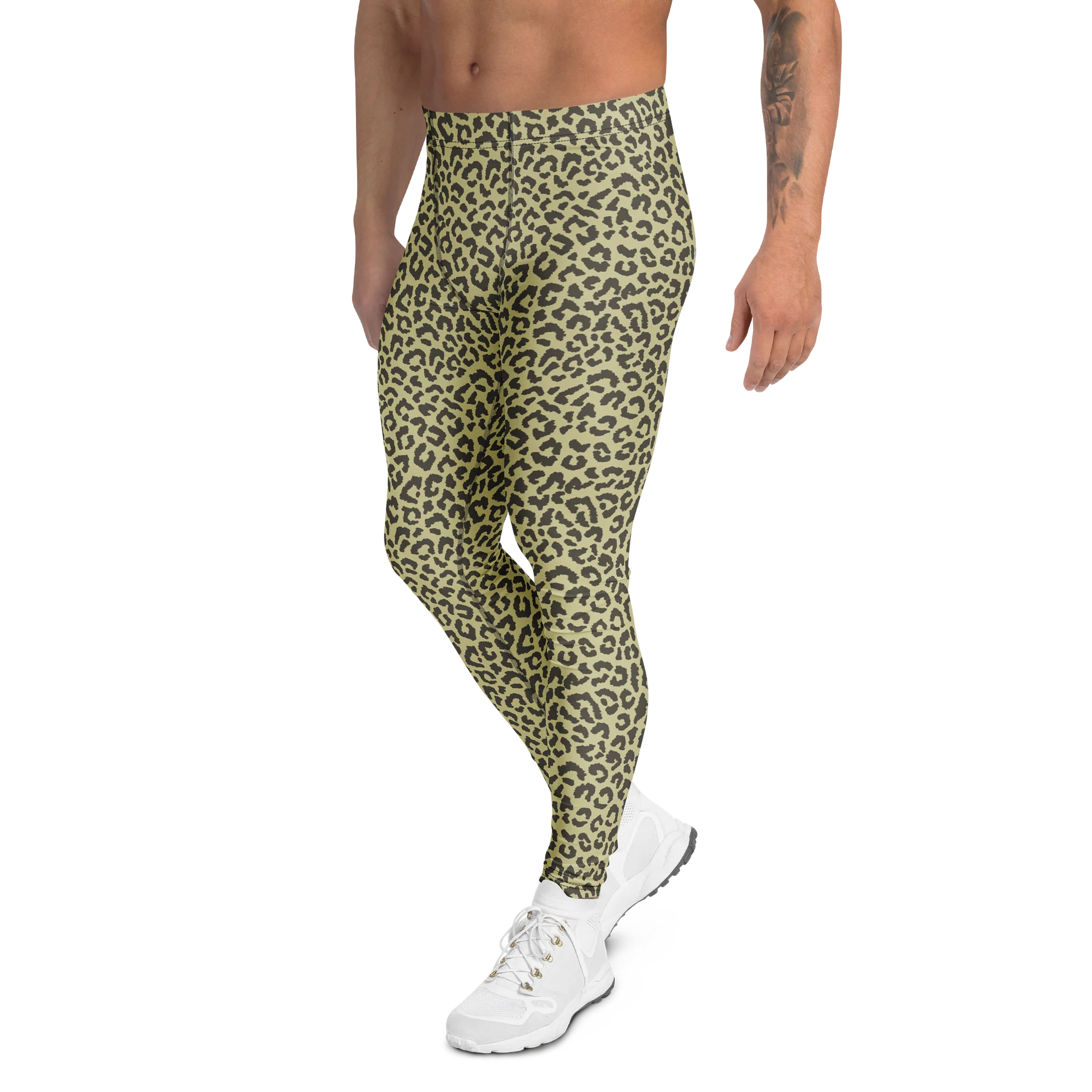 Comfortable Green Leopard Print Men’s Leggings product image (4)