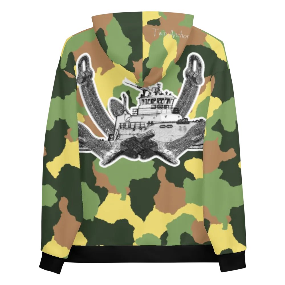 2 Anchor Titan Tug (Green Camouflage) Hoodie – Performance Marine Wear | Twin Anchor Apparel North Current Line product image (11)