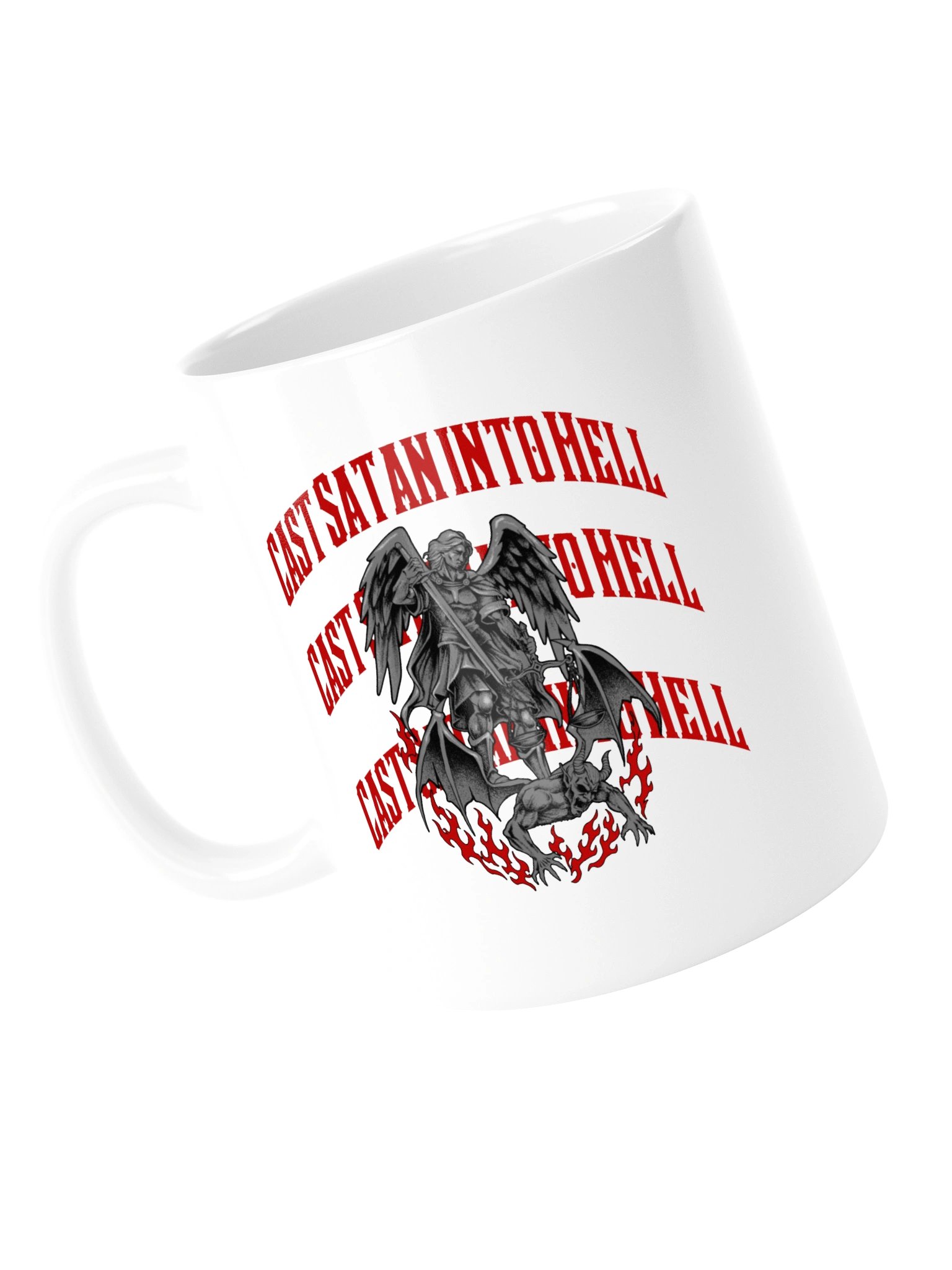 Cast Satan into Hell Metacore Saint Michael V2 - white mug product image (13)