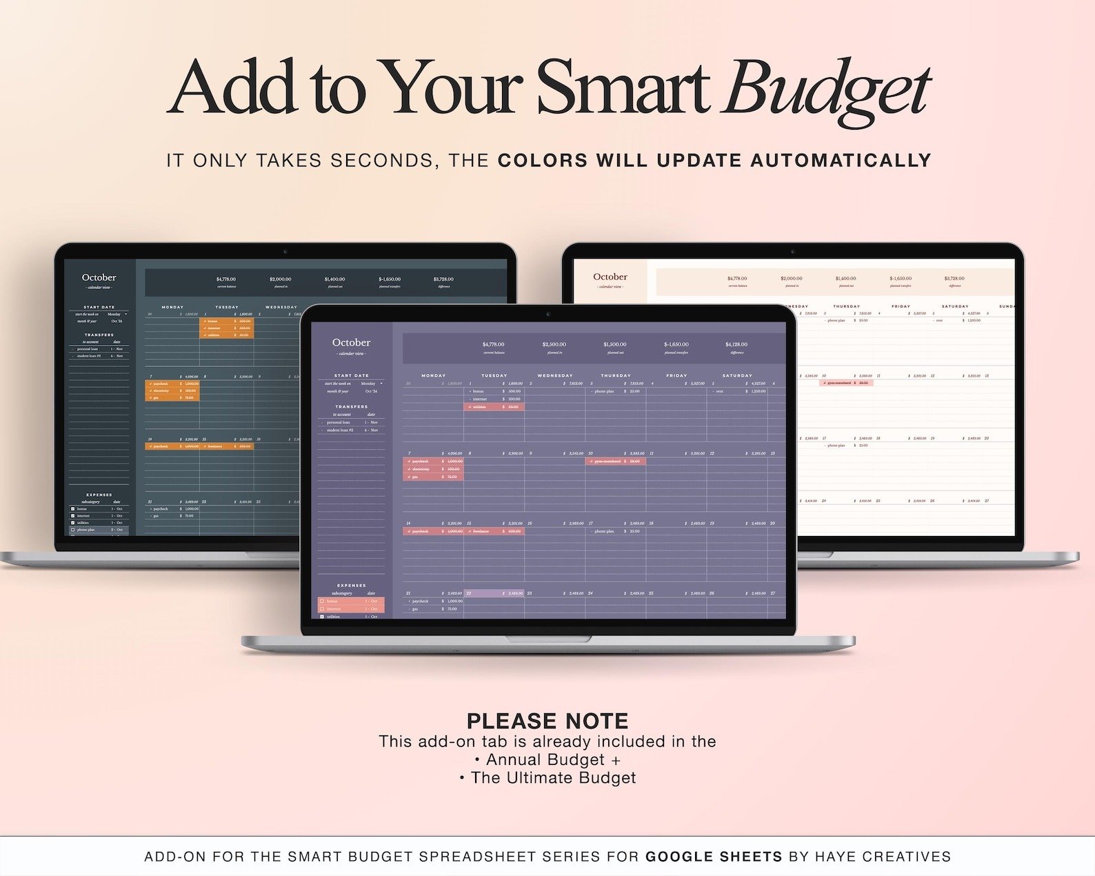ADD-ON: Smart Calendar Add On for Our Smart Budget Spreadsheet product image (4)