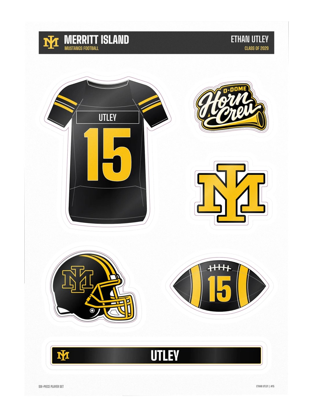 Ethan Utley #15 — Mustangs Sticker Sheet