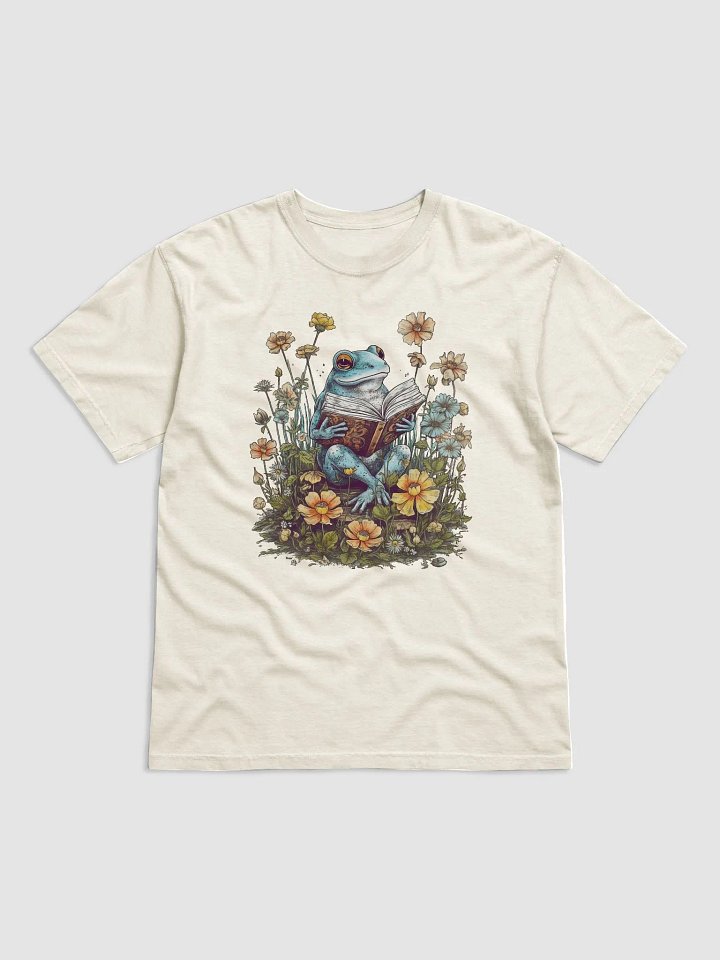 Vintage-Style Frog with a Book in a Field of Wildflowers T-Shirt | Cottagecore, Dark Academia, & Goblincore Shirt Design product image (11)
