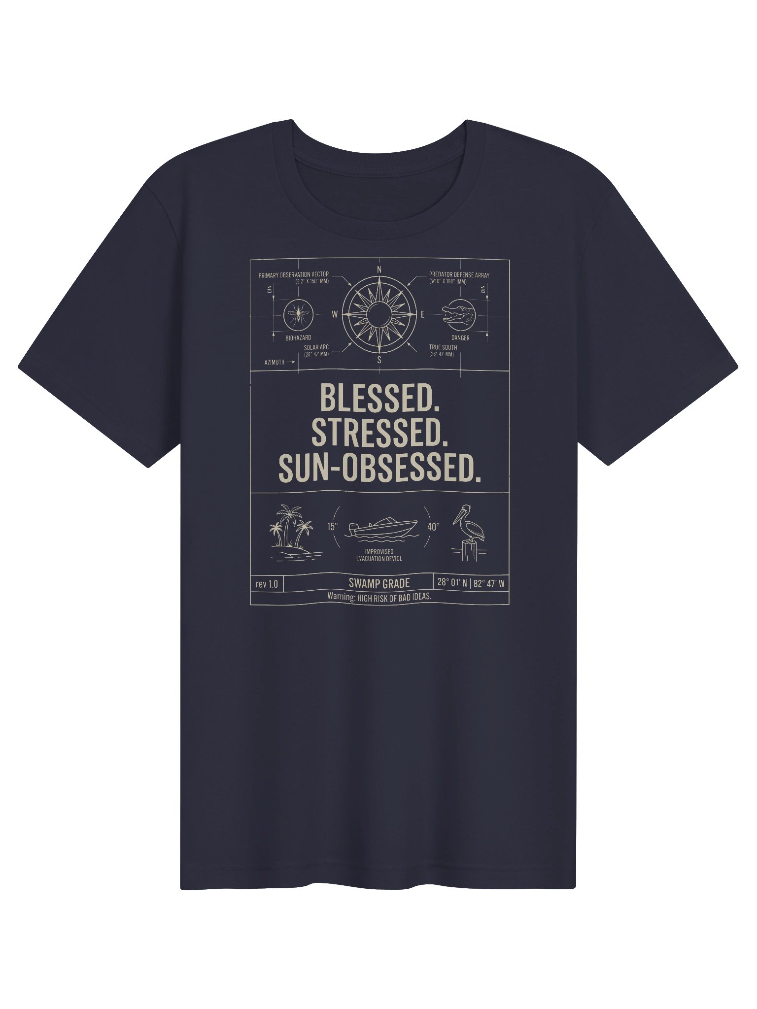 Florida Beach Vacation Shirt Sun-Obsessed Blueprint Design Tee product image (51)