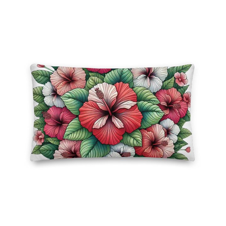 Hibiscus Harmony Premium Pillow | Ai Design flower product image (2)
