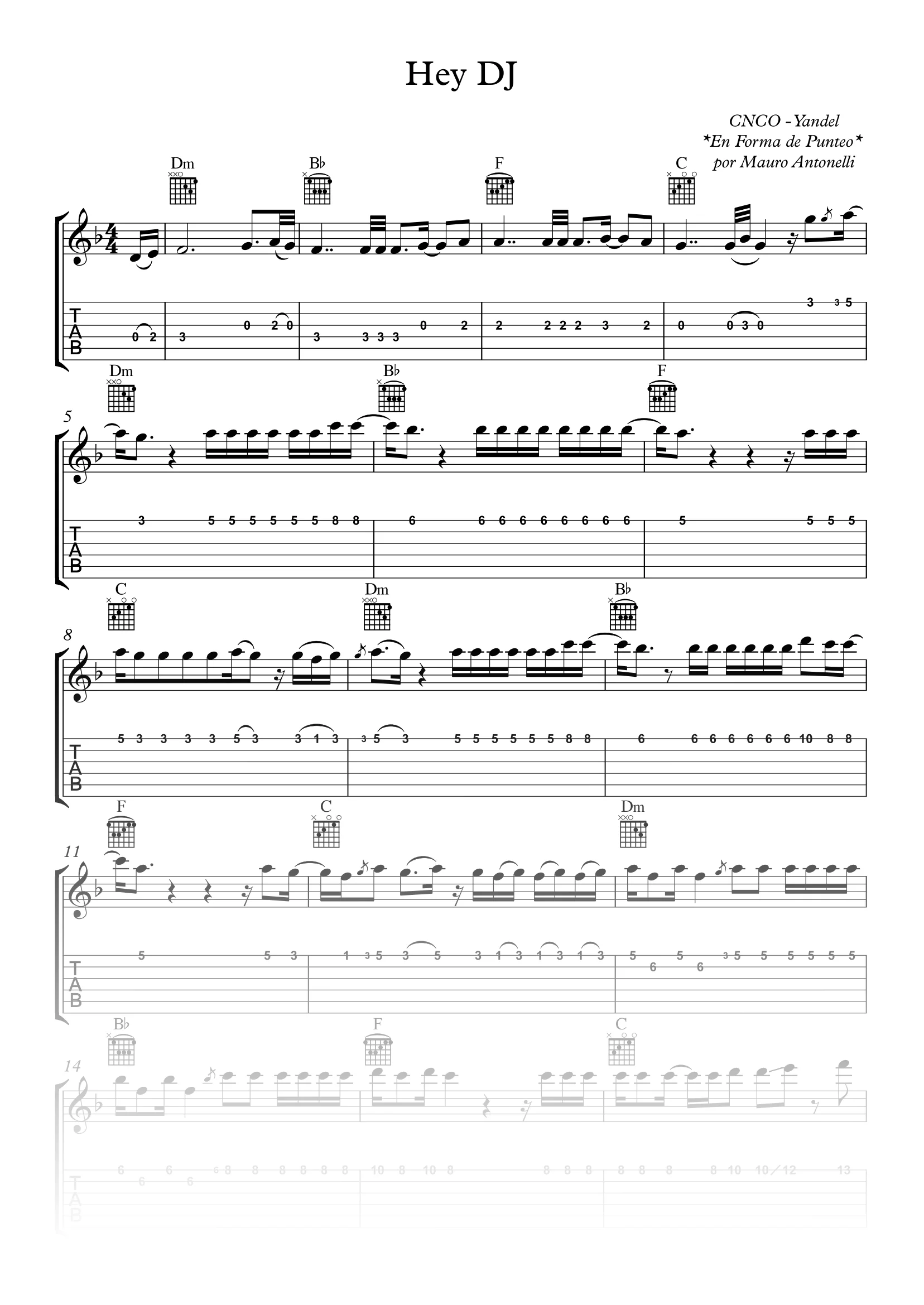Hey DJ - Partitura + Tab + Acordes + Pista product image (1)