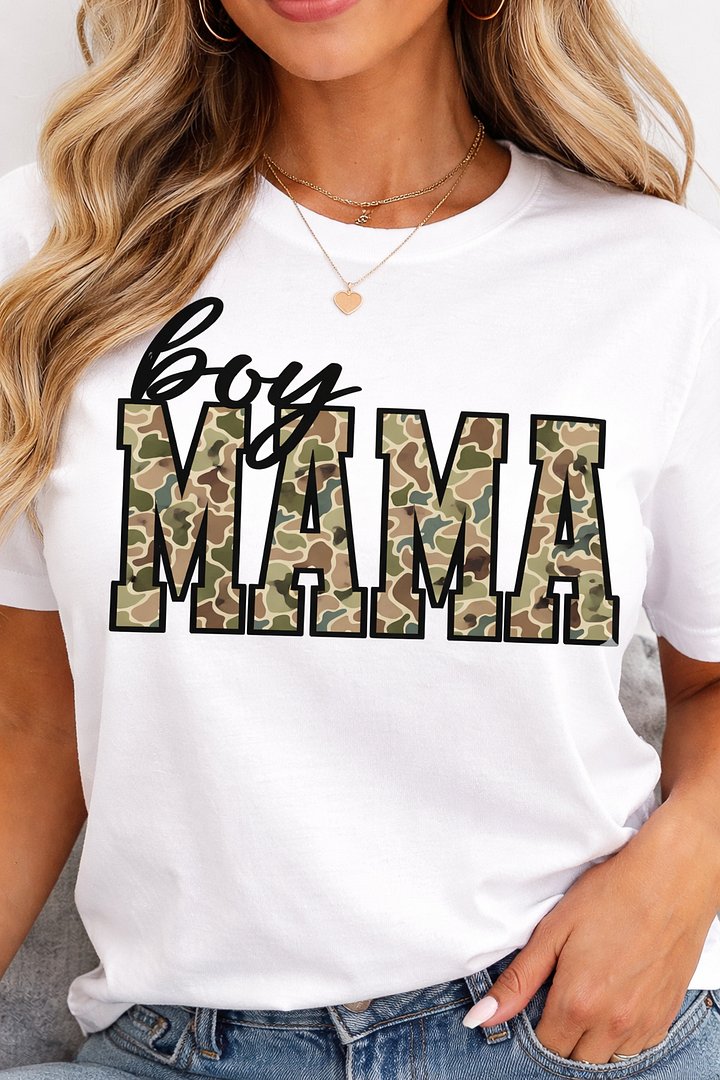 Boy Mama Shirt - Camo Varsity Letter Mother's Day Tee for Boy Mom product image (1)