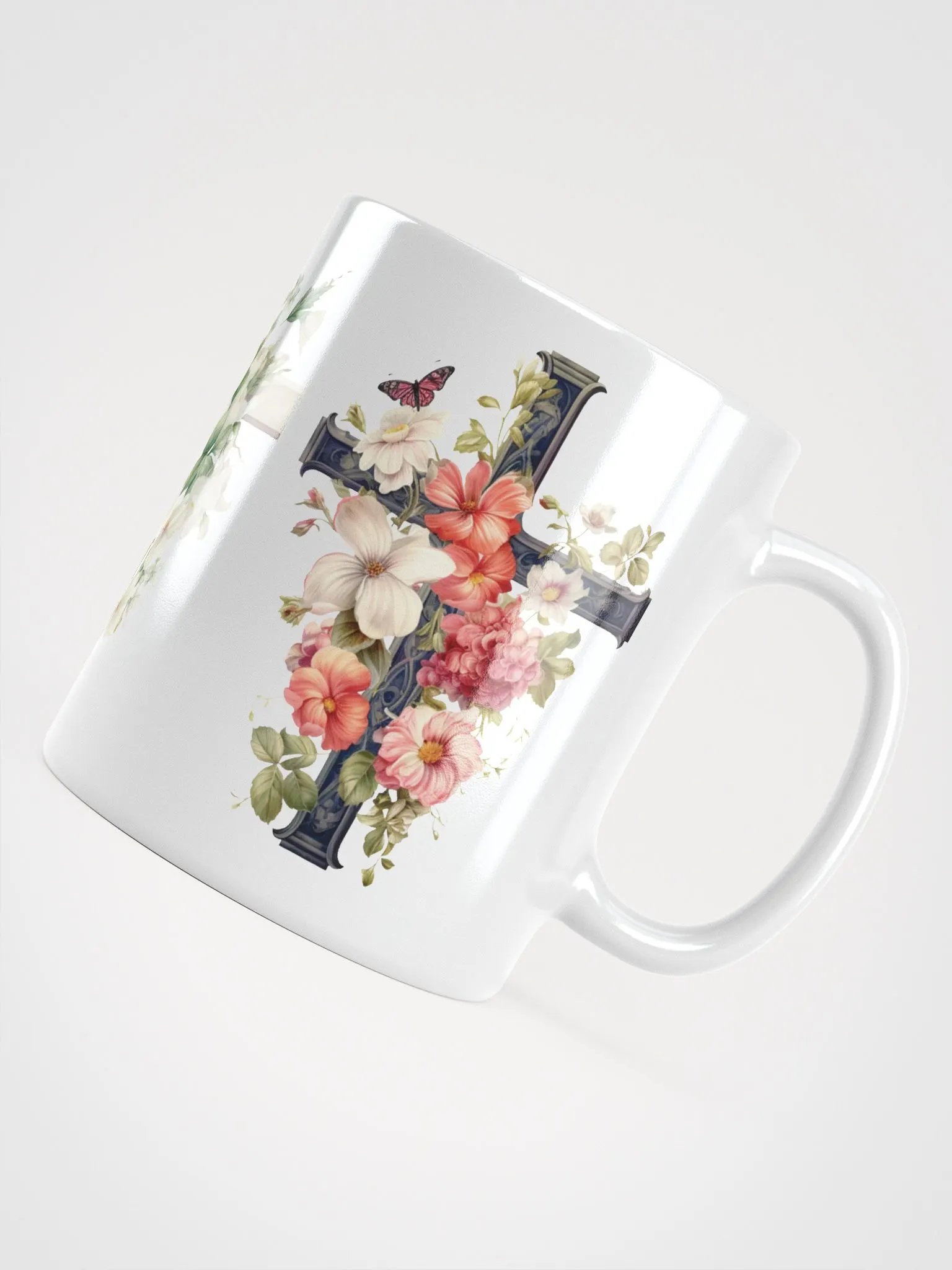 Floral Crosses White Glossy Mug product image (6)