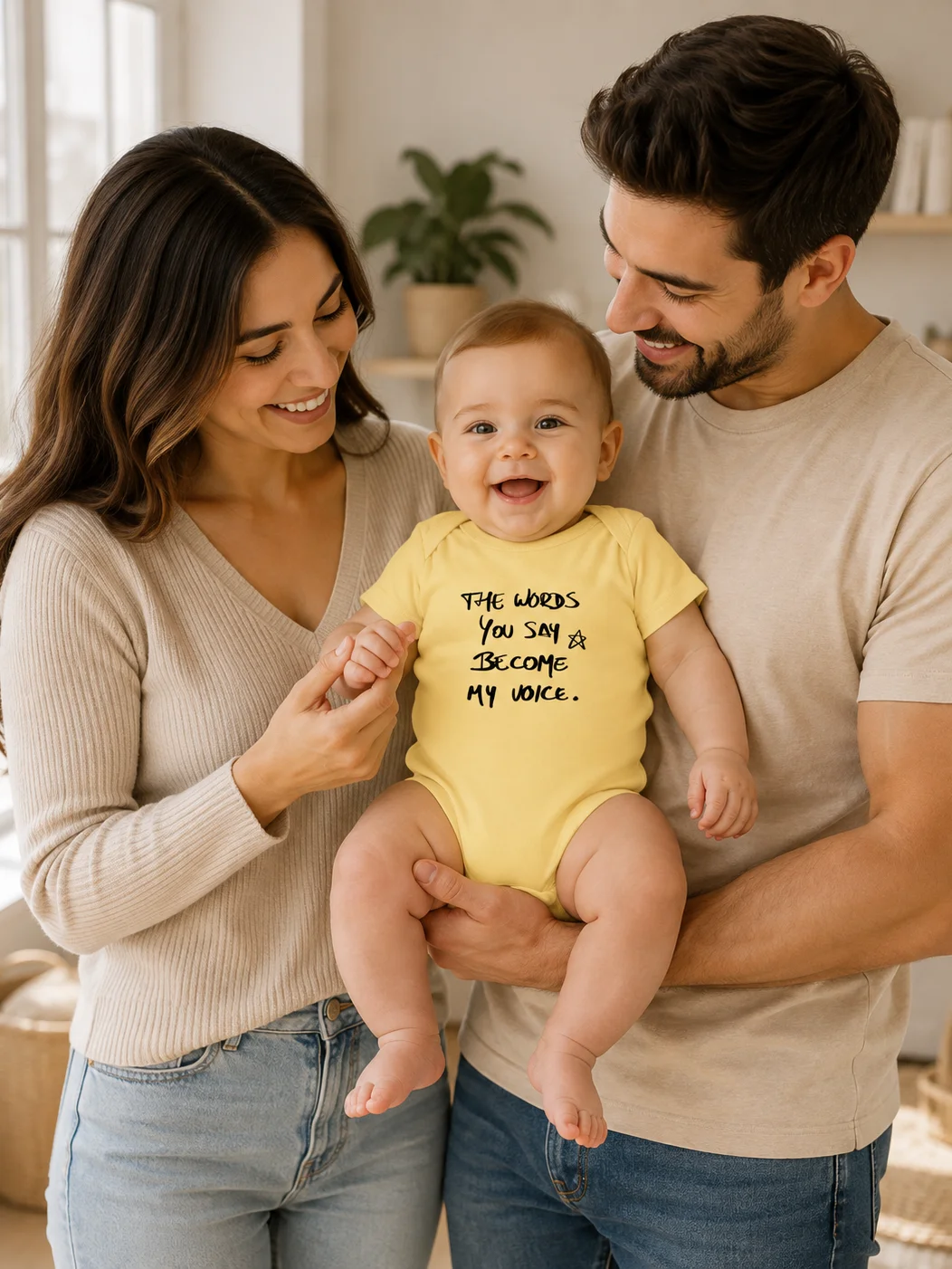 Conscious Parenting Baby Bodysuit, The Words You Say Become My Voice Onesie, Meaningful Baby Gift, Minimal Script Infant Outfit product image (13)