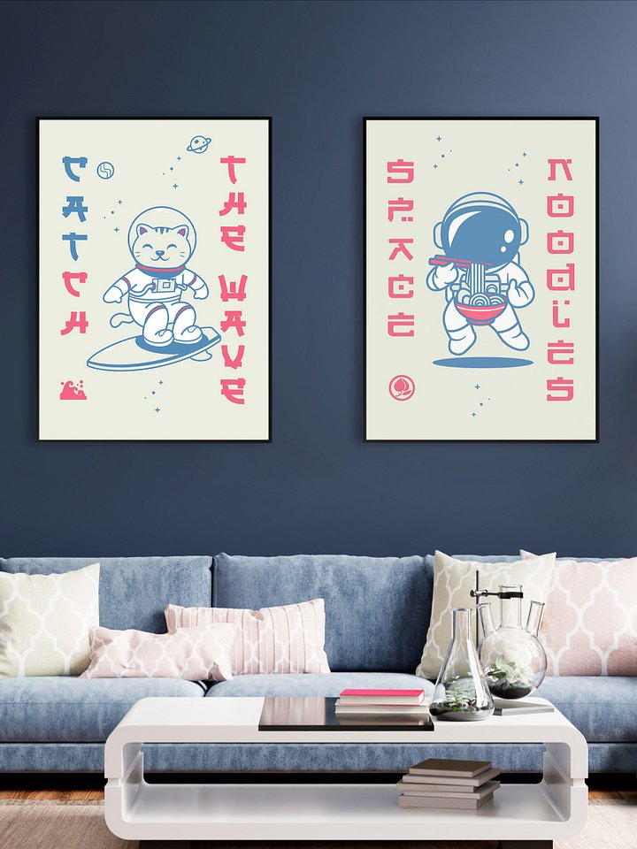 Anime poster: Space noodles — vaporwave poster, space poster, manga art print, Japanese space wall art, Japan poster, 80s print product image (2)
