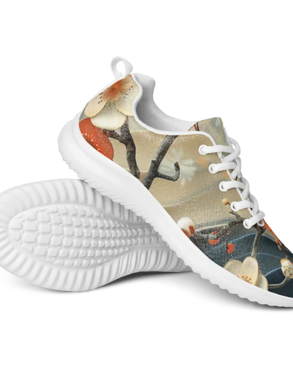 Traditional Japanese Floral Athletic Shoes - Plum Blossom Wave Aesthetic Sneakers product image (3)